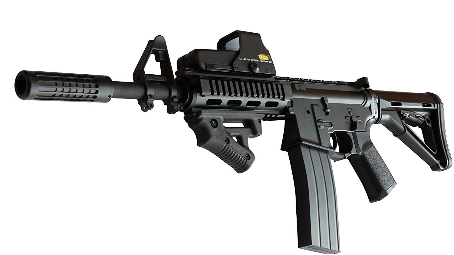 ホロサイトを前寄りに載せたM4(黒)