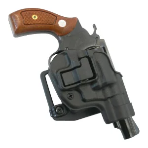 BLACKHAWK Serpa リボルバー用 CQCホルスター(黒・木のグリップのリボルバーを入れた状態)