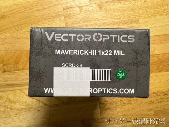 マーベリック 第3世代の箱の側面の型番 SCRD-38 と QC PASS のシール